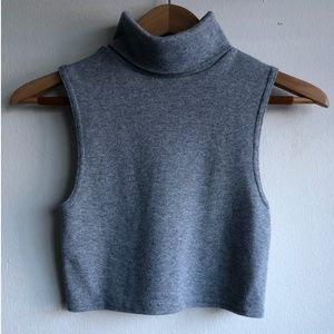 Vintage 90's Size S Turtleneck Crop Top Gray